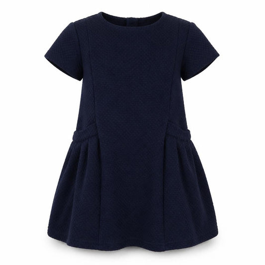 Front view of Next girls’ blue polyester a-line, size 3-4, years round neck pullover