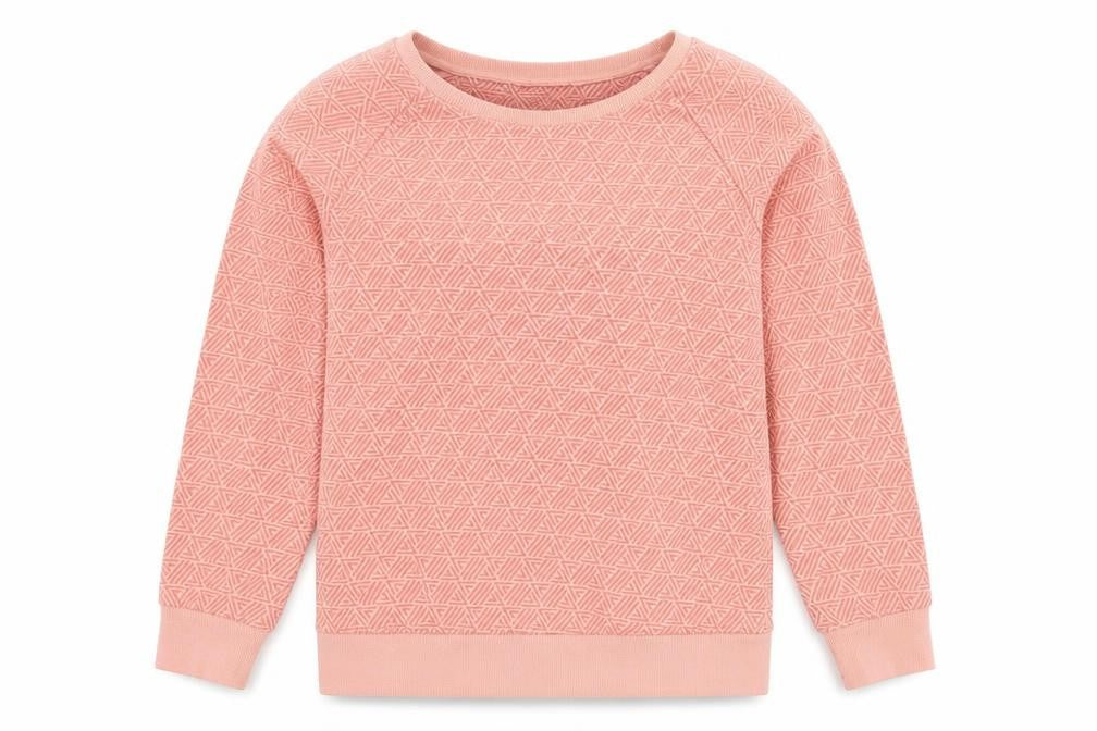 Front view of Next women’s pink geometric cotton pullover sweatshirt, size S, pullover
