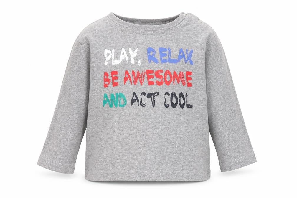 Henk Baby Grey  Cotton Pullover T-Shirt Size 12 Months Round Neck Snap - Gaming