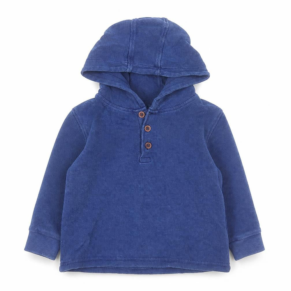 Front view of Minoti Baby Blue 100% Cotton Pullover Casual, size 12, Months Round Neck Pullover