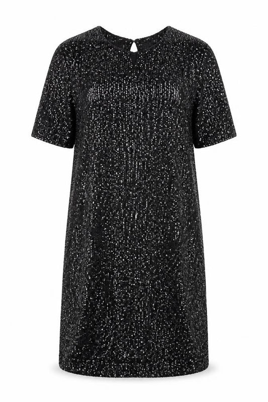 Front view of New Look women’s black polyester a-line, size UK 10, round neck pullover