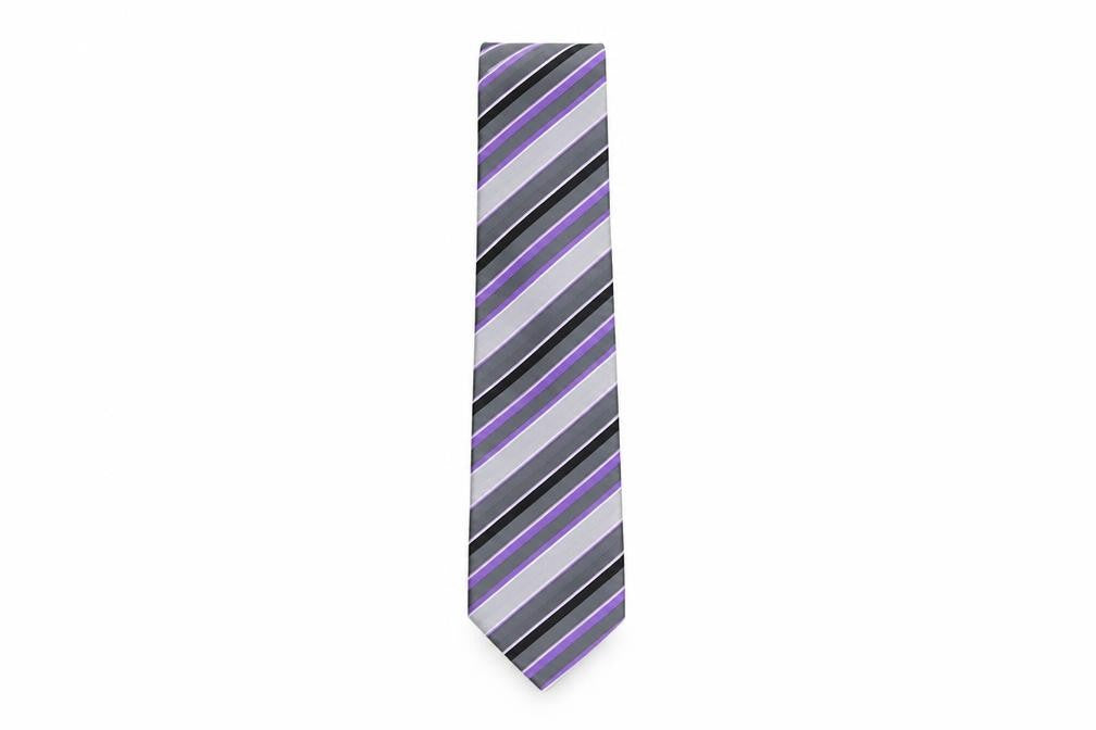 Front view of Next men’s multicoloured striped polyester pointed tie one size