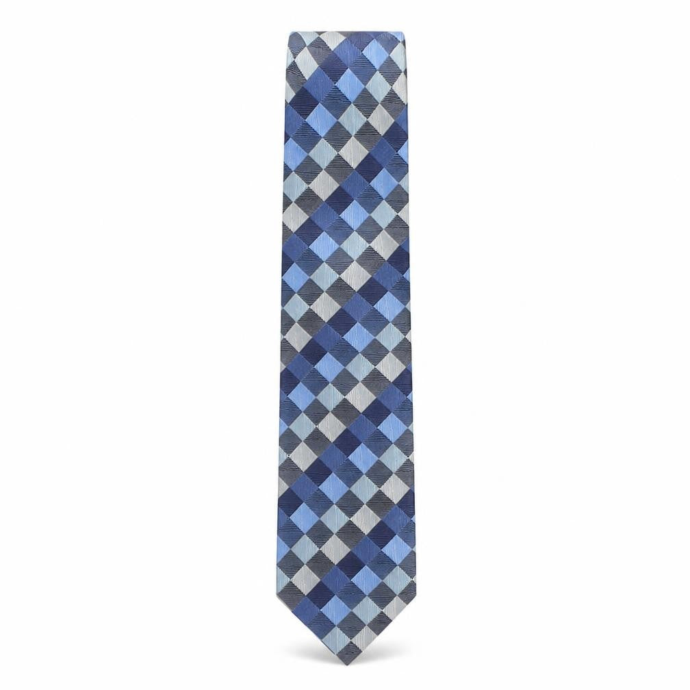 Marks and Spencer Mens Blue Plaids & Checks Silk Pointed Tie One Size
