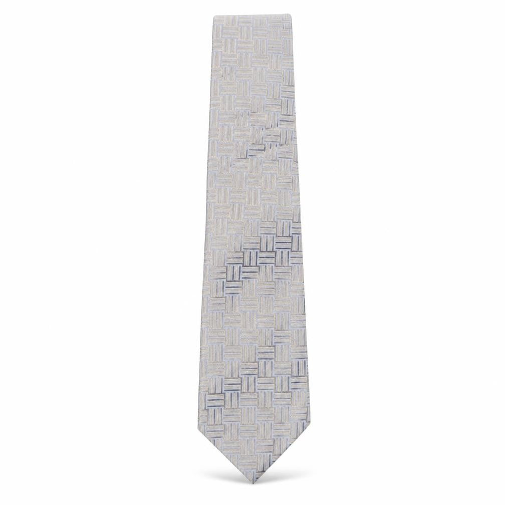 Front view of Ten men’s multicoloured geometric silk pointed tie one size