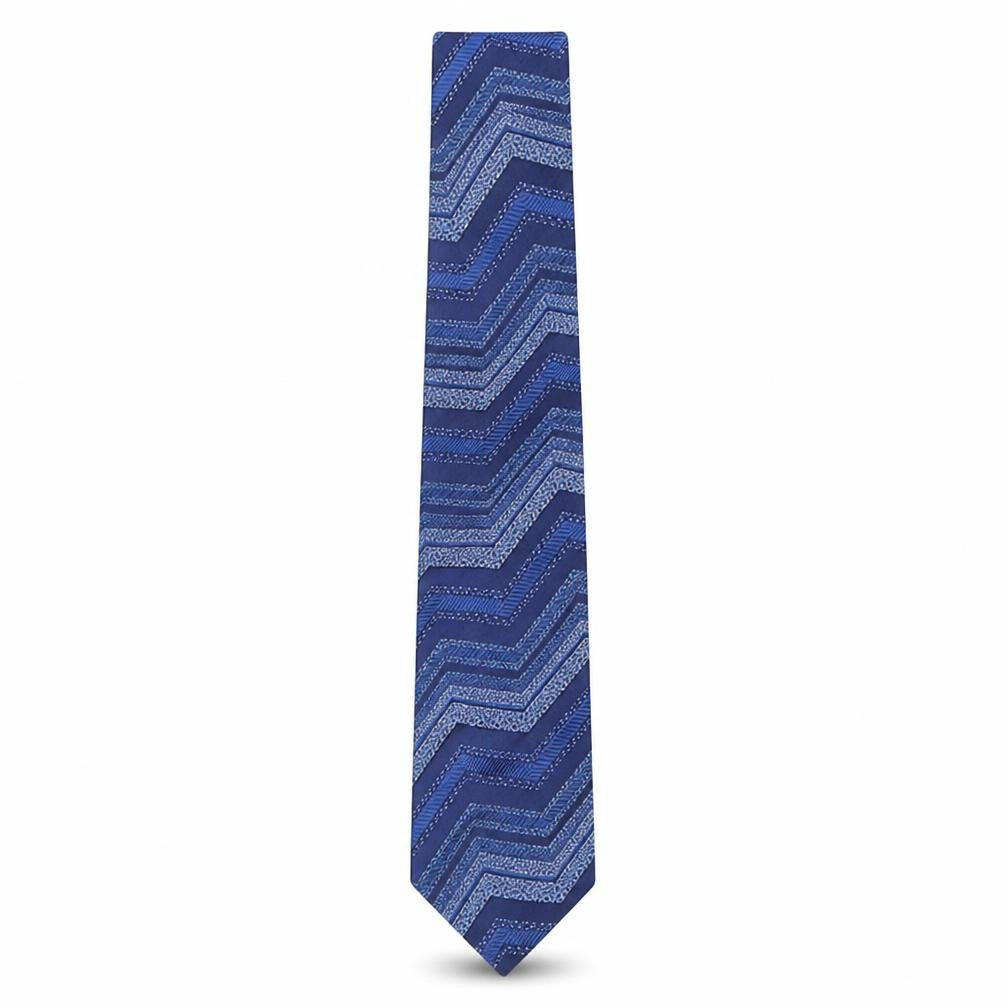 Front view of Soprano men’s blue geometric silk pointed tie one size