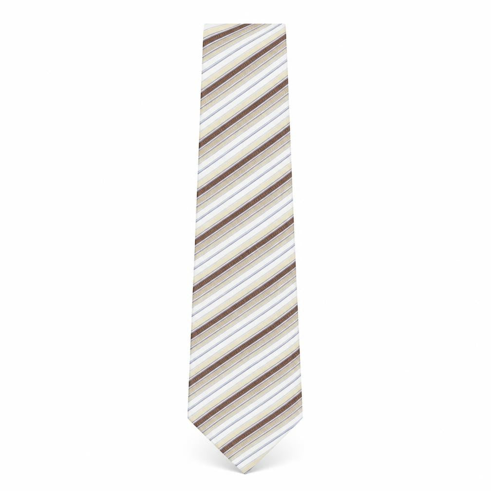Front view of Tom English men’s multicoloured striped silk pointed tie one size