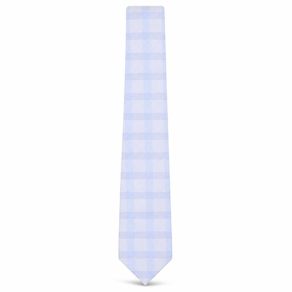 Front view of Linea men’s blue plaids & checks silk pointed tie one size
