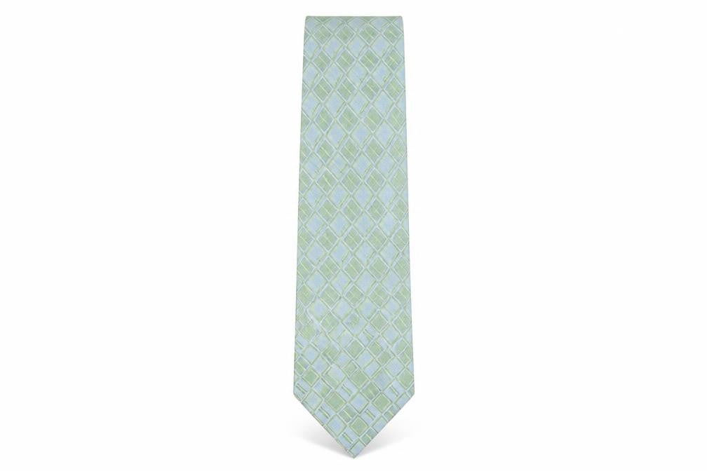 Croft & Barrow Mens Green Plaids & Checks Silk Pointed Tie One Size