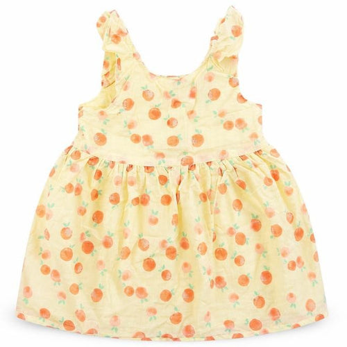 Primark Baby Yellow Geometric Cotton Tank Dress  Size 9-12 Months  Scoop Neck Button - Peach Print