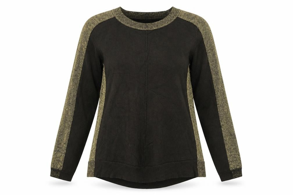 Front view of H&M women’s green viscose basic blouse, size S, crew neck