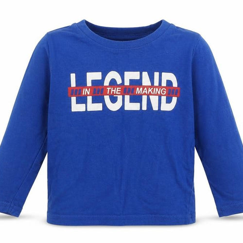 Pep&Co Boys Blue  Cotton Basic T-Shirt Size 9-12 Months Round Neck  - 'Legend in the making'