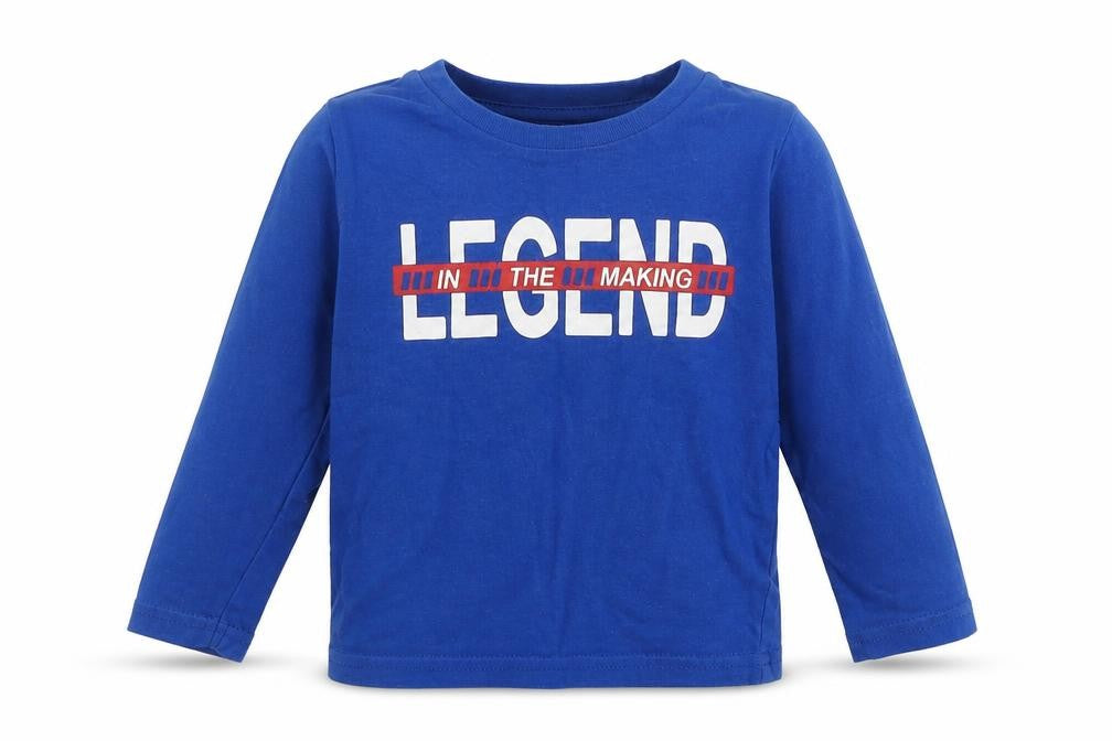 Pep&Co Boys Blue  Cotton Basic T-Shirt Size 9-12 Months Round Neck  - 'Legend in the making'