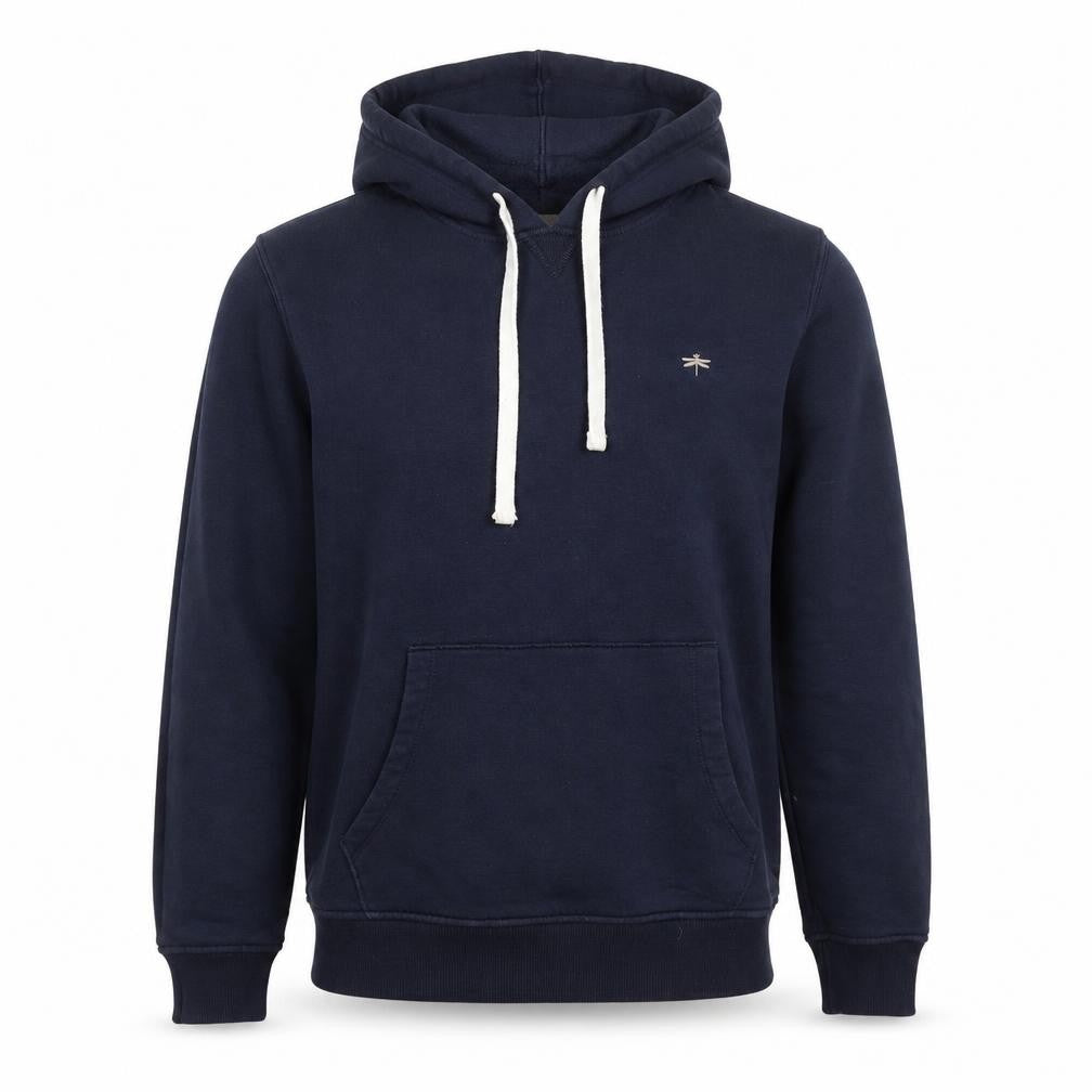 Front view of Easy men’s blue cotton pullover hoodie, size S