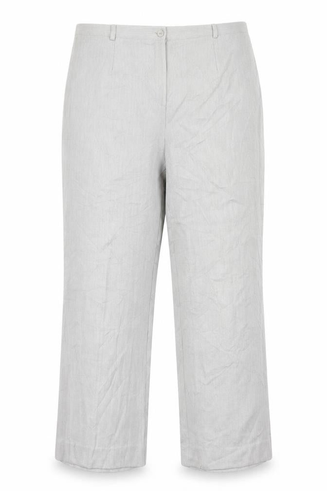 Front view of Annabelle women’s grey polyester trousers, size UK 18, 26-inch leg regular button