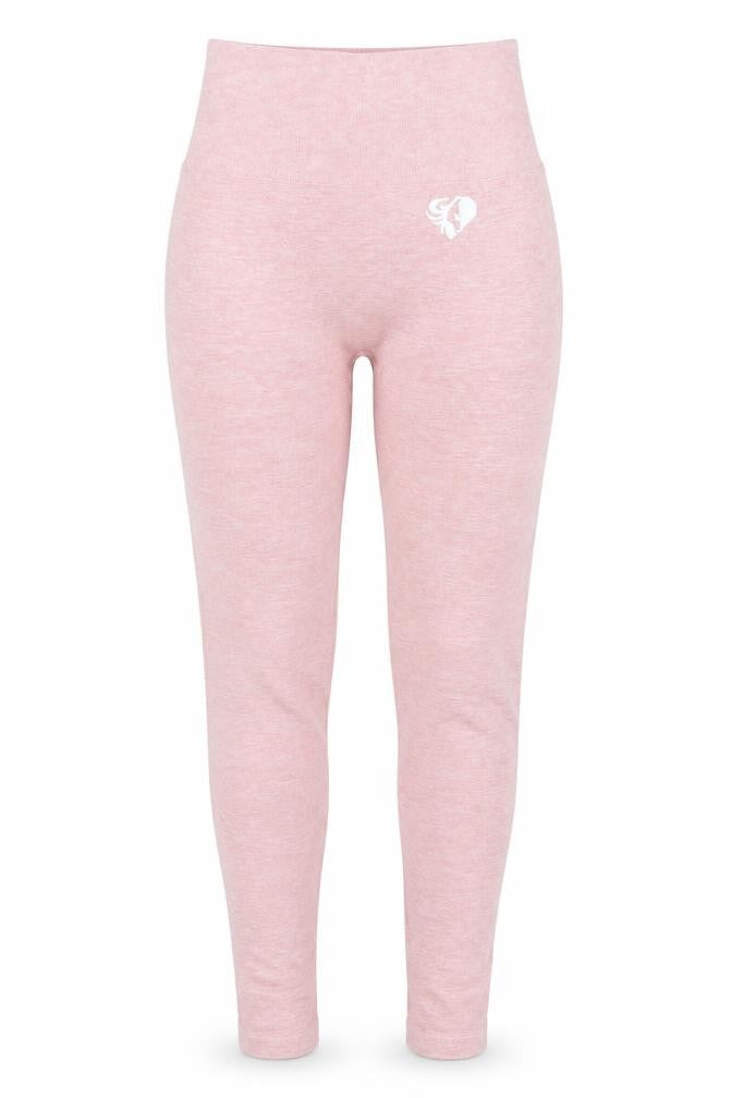 Front view of Preworn women’s pink polyester capri leggings, size UK 4, 26-inch leg regular pullover