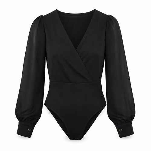 SheIn Womens Black  100% Polyester Bodysuit One-Piece Size S  Snap - Item Length -30in