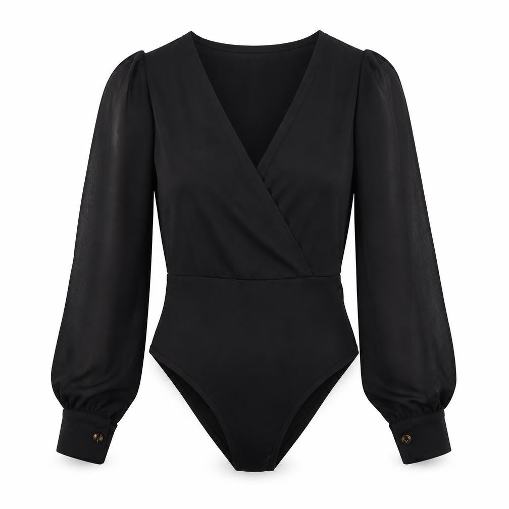 SheIn Womens Black  100% Polyester Bodysuit One-Piece Size S  Snap - Item Length -30in