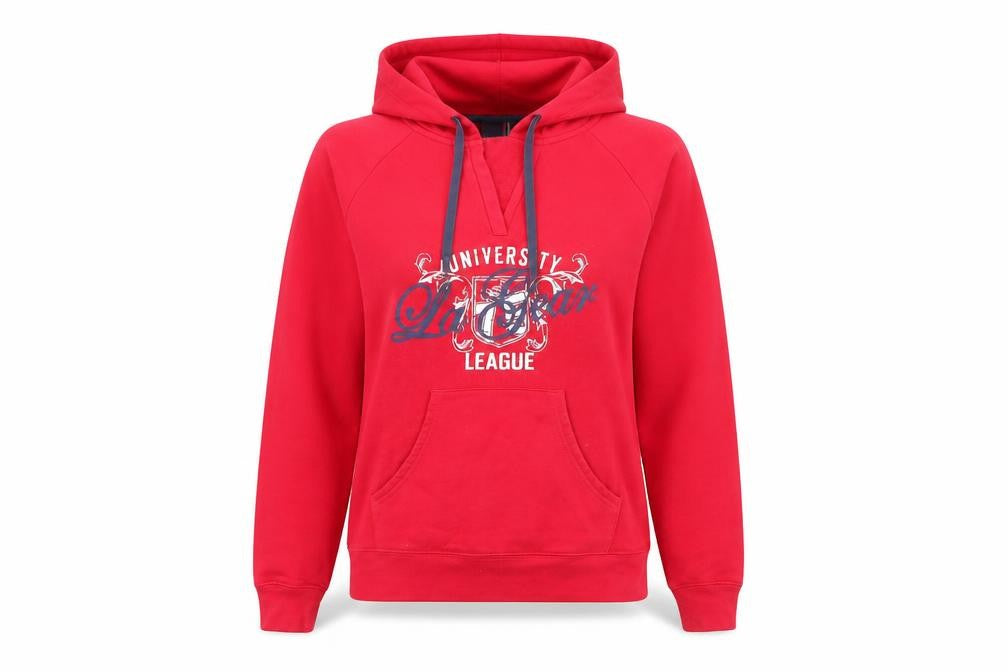 Front view of LA Gear women’s red polyester pullover hoodie, size S
