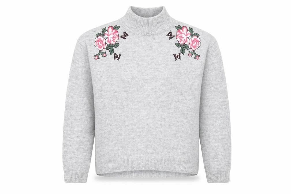 Front view of New Look women’s grey high neck acrylic jumper, size M