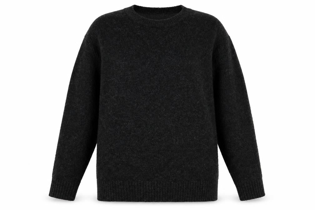 Front view of H&M women’s grey round neck polyester jumper, size S