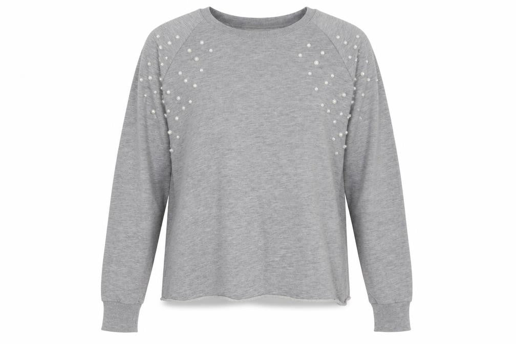 Front view of Select women’s grey cotton pullover sweatshirt, size UK 12, pullover
