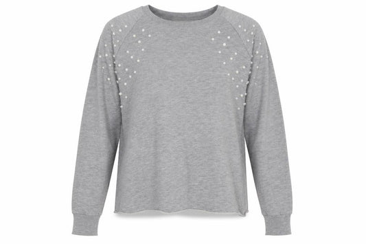 Front view of Select women’s grey cotton pullover sweatshirt, size UK 12, pullover