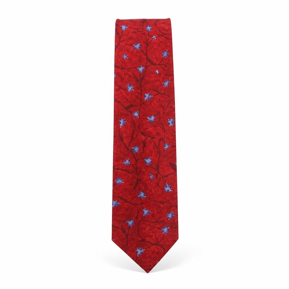 Marks and Spencer Mens Red Floral Silk Pointed Tie One Size