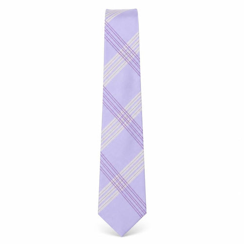 Fellini Mens Purple Plaids & Checks Silk Pointed Tie One Size
