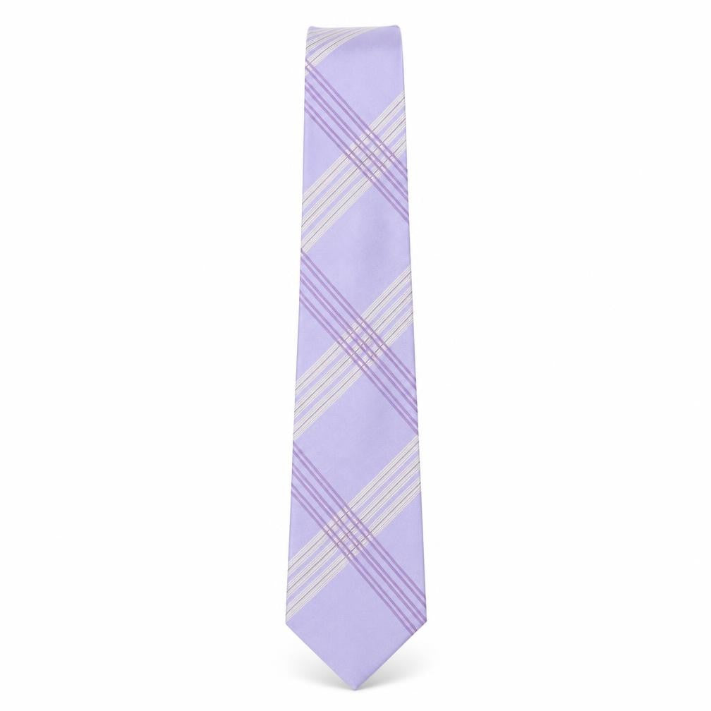 Fellini Mens Purple Plaids & Checks Silk Pointed Tie One Size