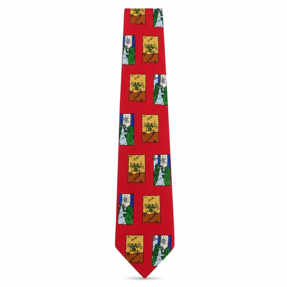 Rosemarie Feld Mens Red Geometric Silk Pointed Tie One Size - Elephants