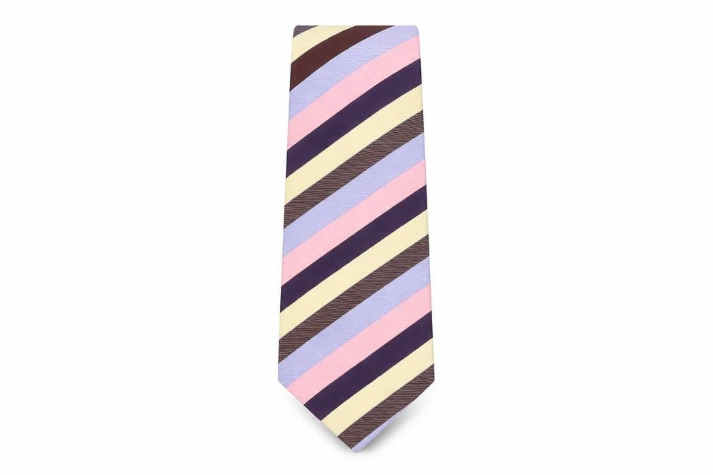 Front view of Collezione men’s multicoloured striped silk pointed tie one size