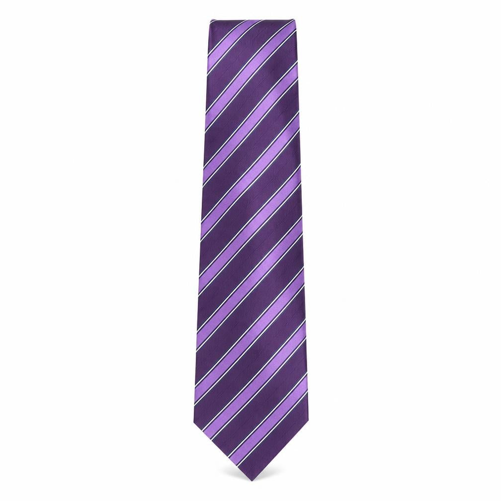Nicole Miller  Mens Purple Striped Silk Pointed Tie One Size