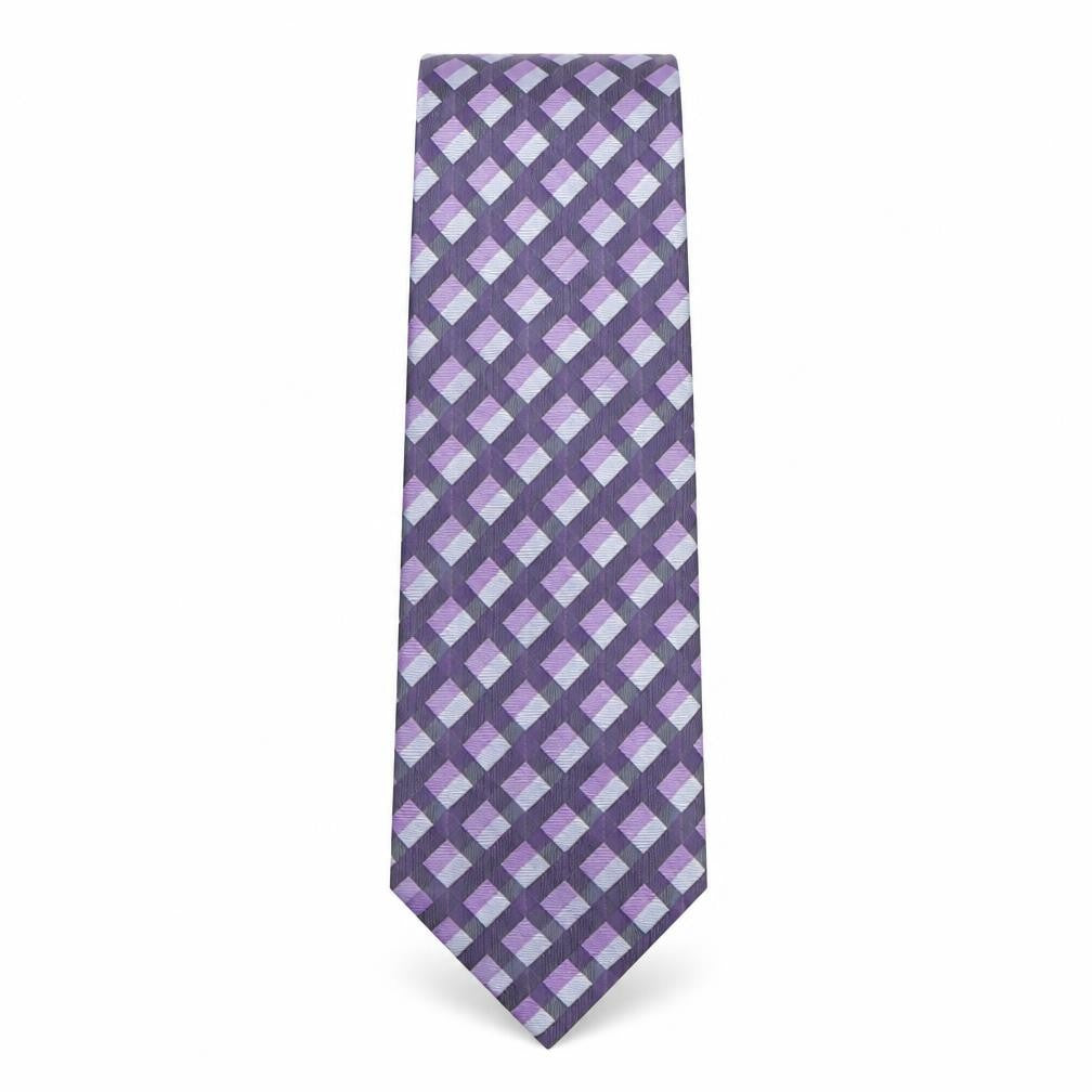 Michelsons Mens Purple Plaids & Checks Silk Pointed Tie One Size