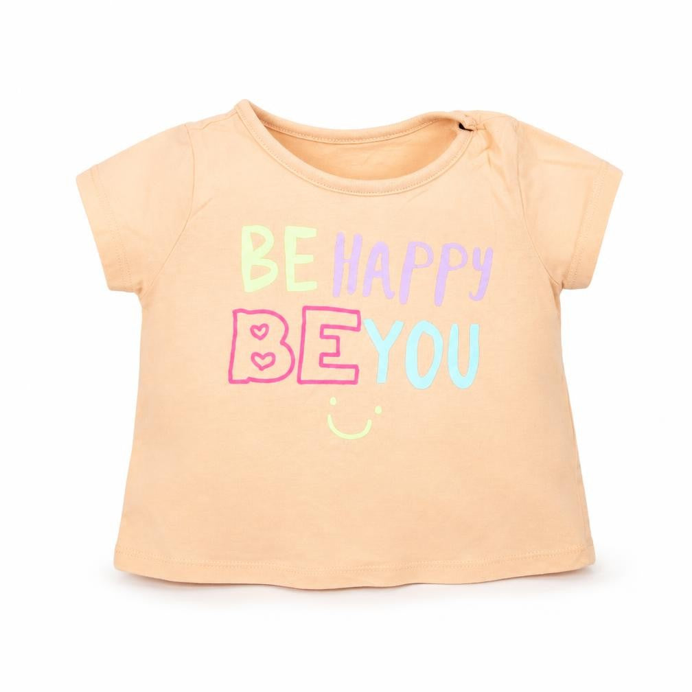 Dunnes Stores Baby Pink  Cotton Basic T-Shirt Size 9-12 Months Crew Neck Pullover - Be Happy