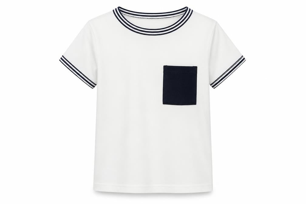 Front view of SHEIN girls’ white polyester basic t-shirt, size 6, years crew neck pullover