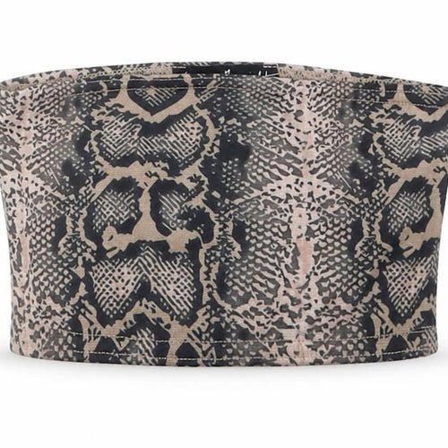 Topshop Womens Brown Animal Print Polyester Cropped Tank Size 4 Off the Shoulder - Bandeau