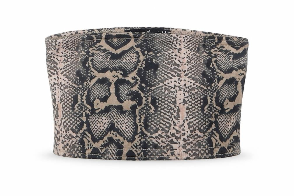 Topshop Womens Brown Animal Print Polyester Cropped Tank Size 4 Off the Shoulder - Bandeau