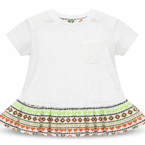 Dunnes Stores Girls White  100% Cotton Pullover T-Shirt Size 12-18 Months Crew Neck Pullover