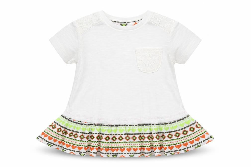Dunnes Stores Girls White  100% Cotton Pullover T-Shirt Size 12-18 Months Crew Neck Pullover
