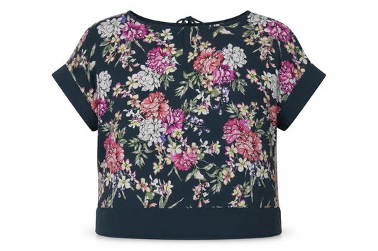 Front view of Atmosphere women’s multicoloured floral polyester basic blouse, size UK 10, round neck