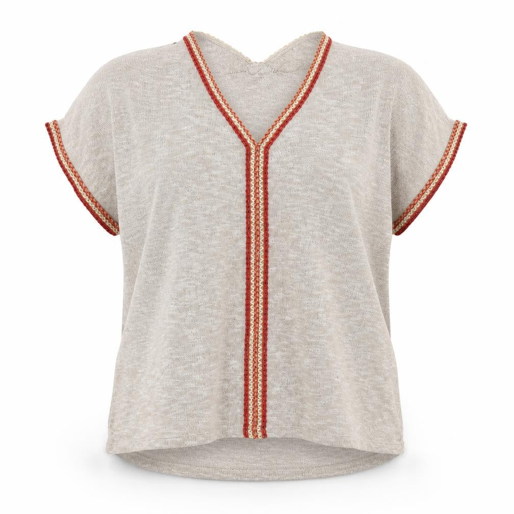 Front view of Tu women’s multicoloured v-neck polyester jumper, size UK 18