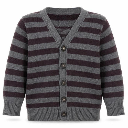 Gap Boys Grey V-Neck Striped Cotton Cardigan Jumper Size 2 Years  Button