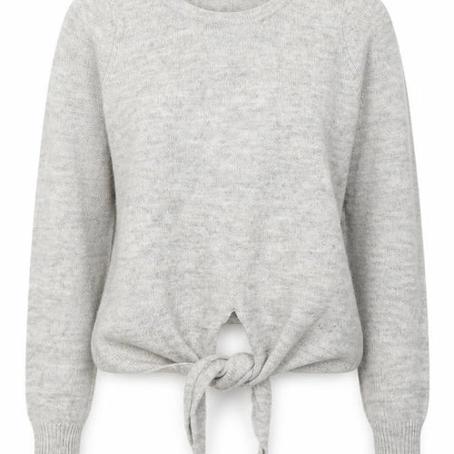 VILA Womens Grey Round Neck  Acrylic Pullover Jumper Size XS   - tie detail