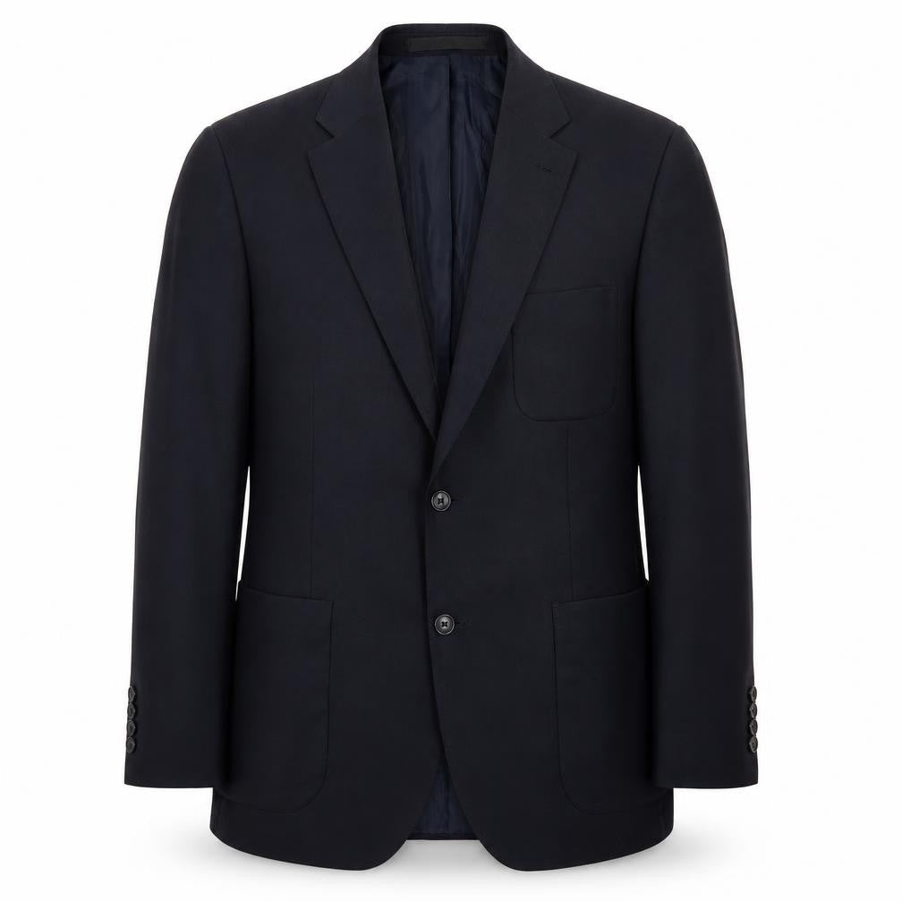 Front view of Marks & Spencer men’s blue polyester jacket blazer, size 40
