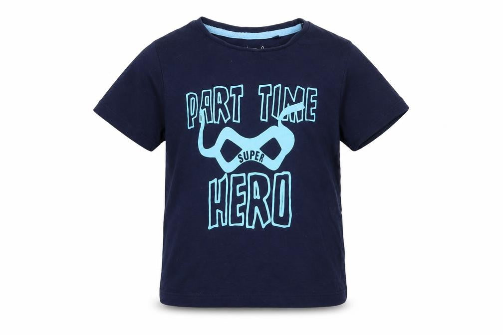 Hullabaloo Boys Blue  Cotton Basic T-Shirt Size 5-6 Years Crew Neck  - Part Time Superhero