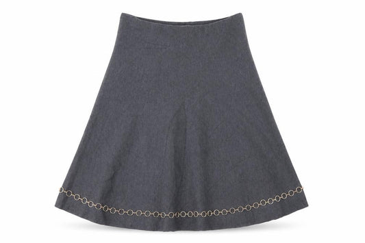 Front view of Zara women’s grey viscose skater skirt, size S