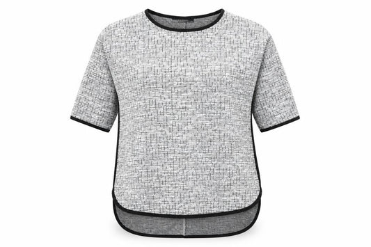 Front view of Primark women’s grey round neck polyester jumper, size UK 8