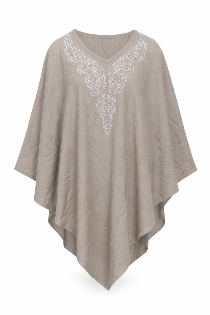 Front view of Frank Ushen women’s grey jacket poncho one size