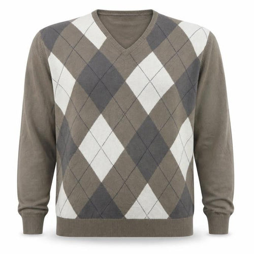 Greenwoods Escape Mens Green V-Neck Argyle/Diamond Acrylic Pullover Jumper Size L