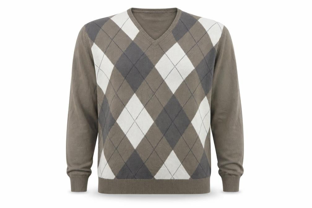 Greenwoods Escape Mens Green V-Neck Argyle/Diamond Acrylic Pullover Jumper Size L